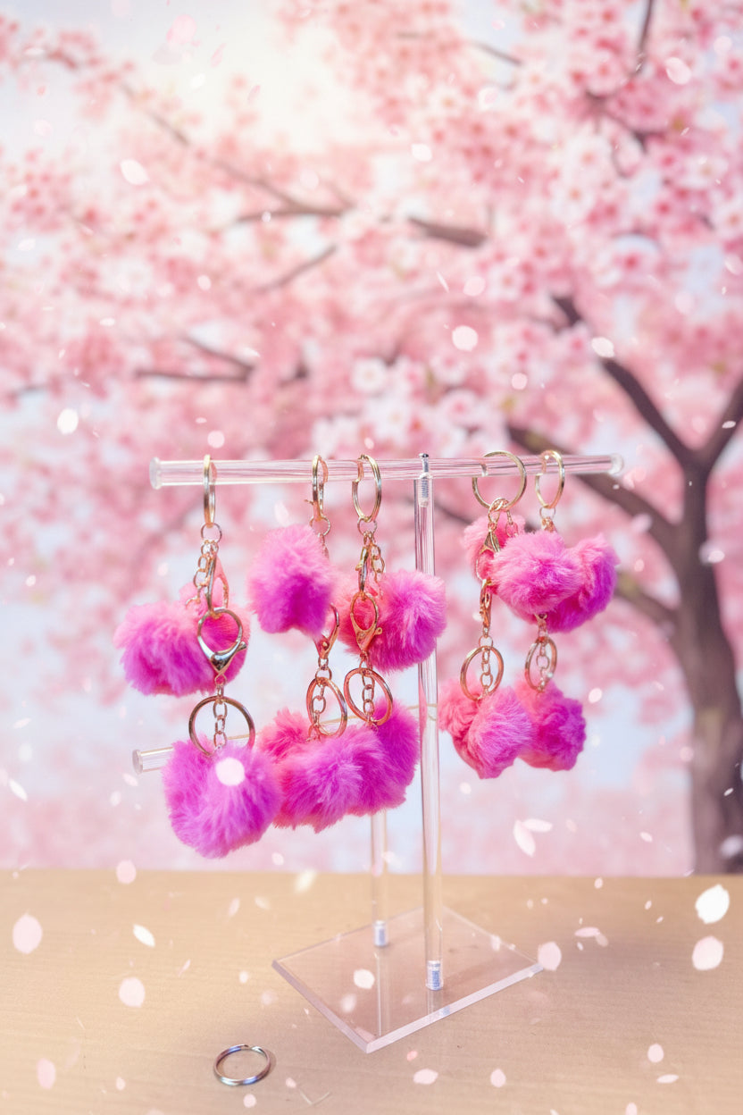 Soft heart puff keychain