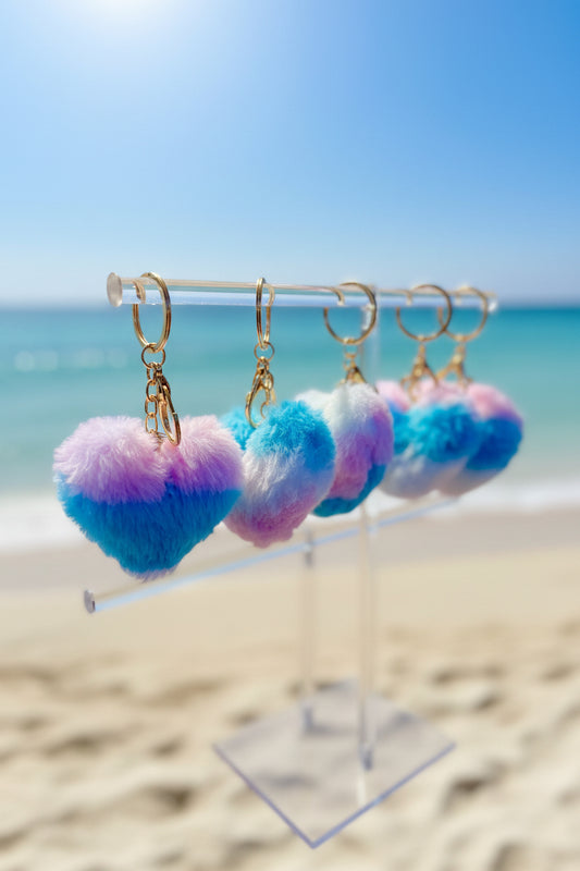 Soft heart puff keychain