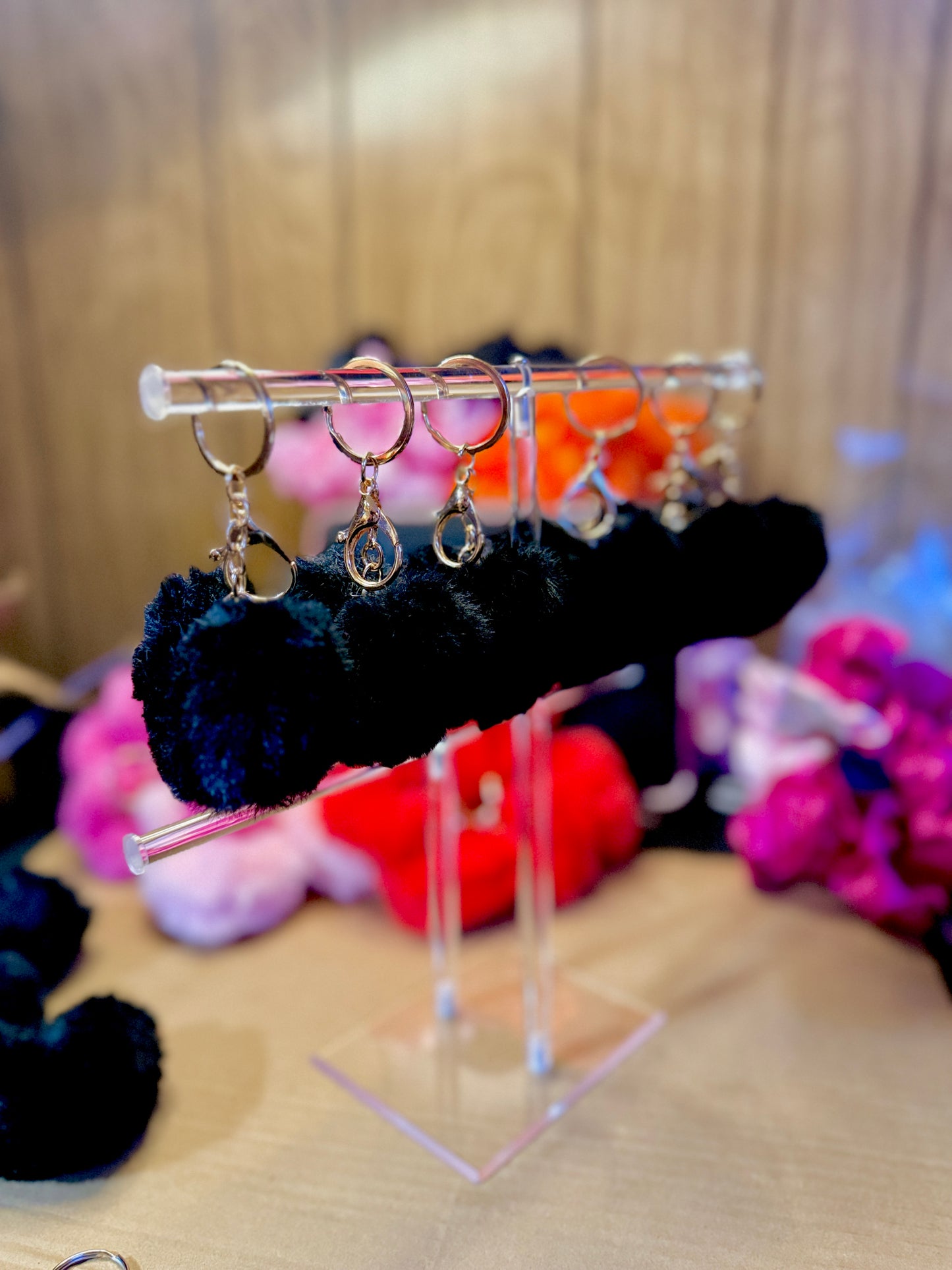 Soft heart puff keychain
