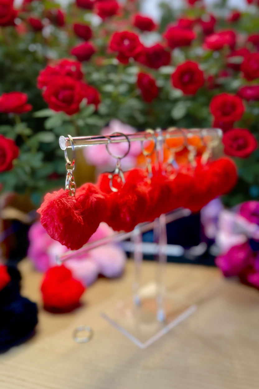Soft heart puff keychain